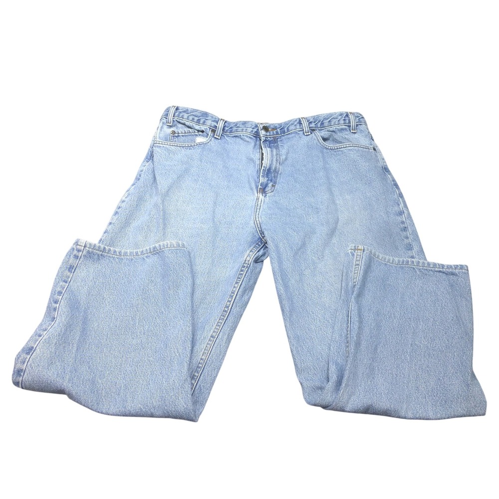 Kirkland Signature Mens Light Wash Straight Leg Cotton Denim Jeans 42x30